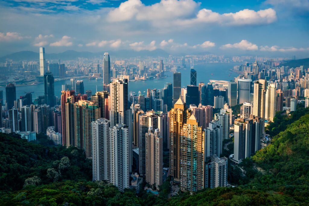 Hong Kong skyscrapers skyline cityscape view